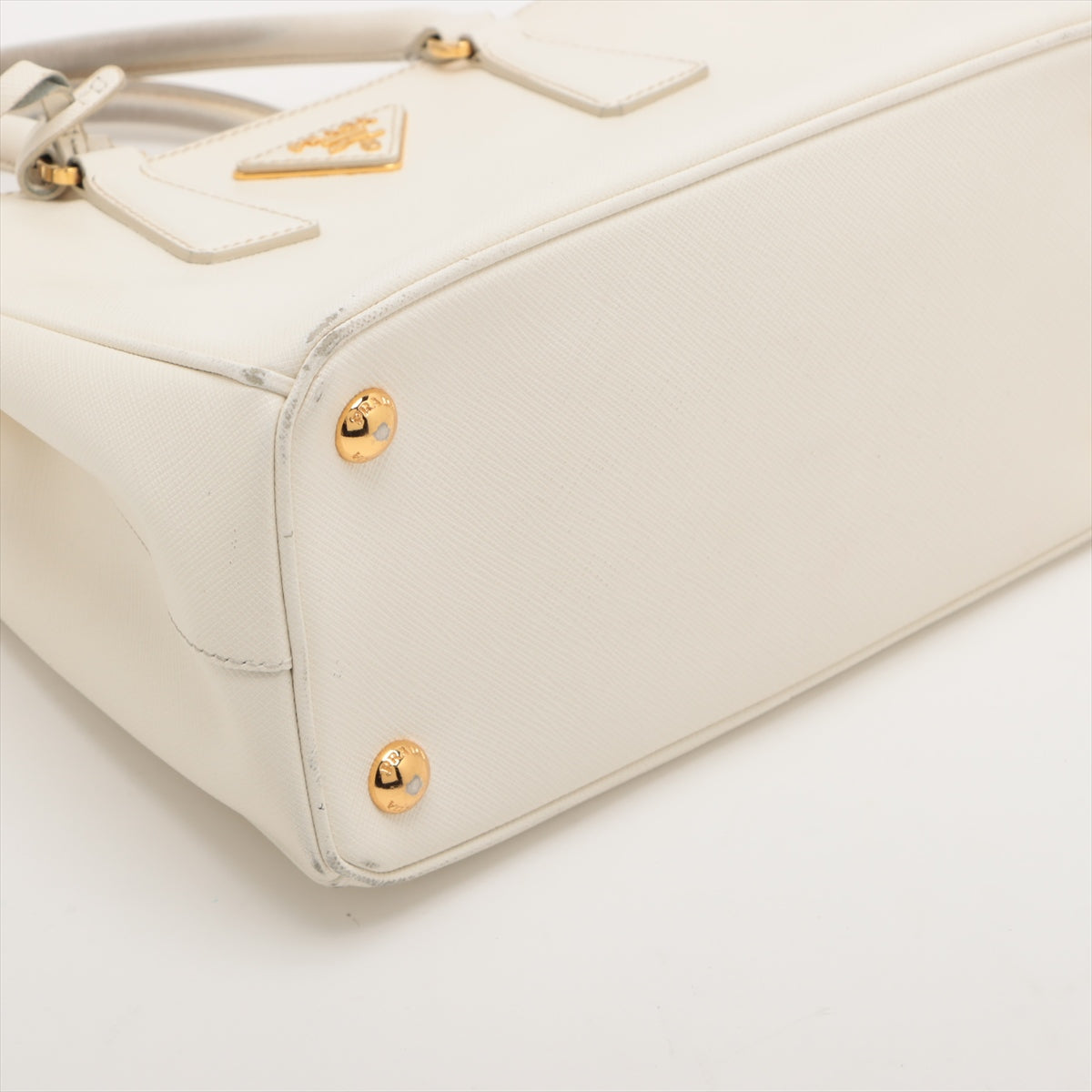 Prada Saffiano Lux Small White Galleria Double Zip Tote Bag #1928