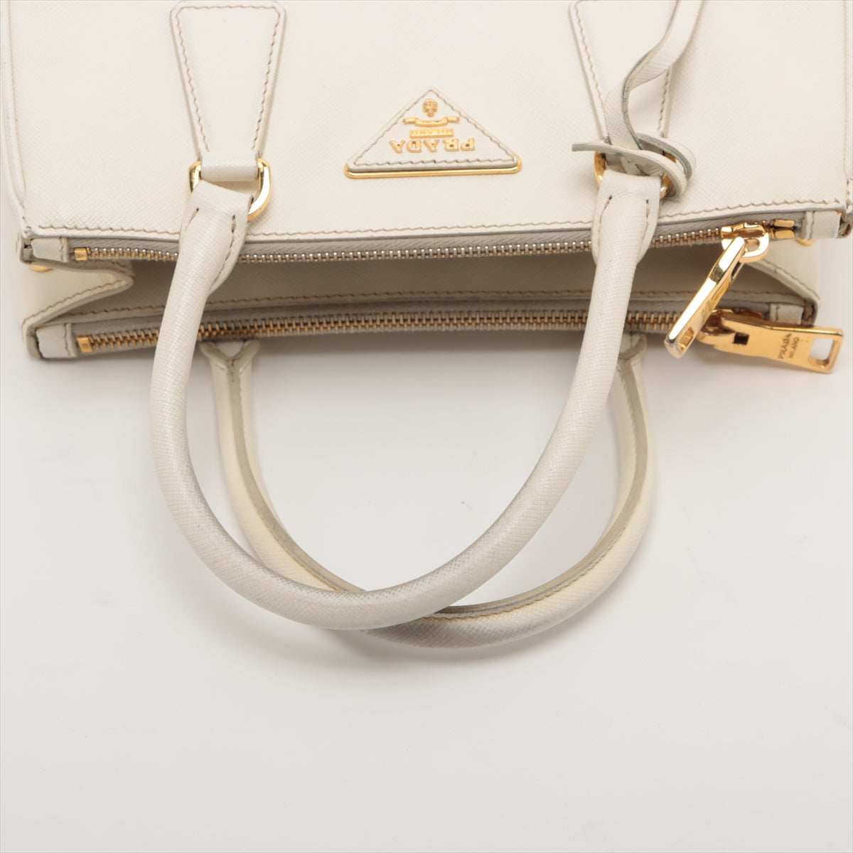 Prada Saffiano Lux Small White Galleria Double Zip Tote Bag #1928