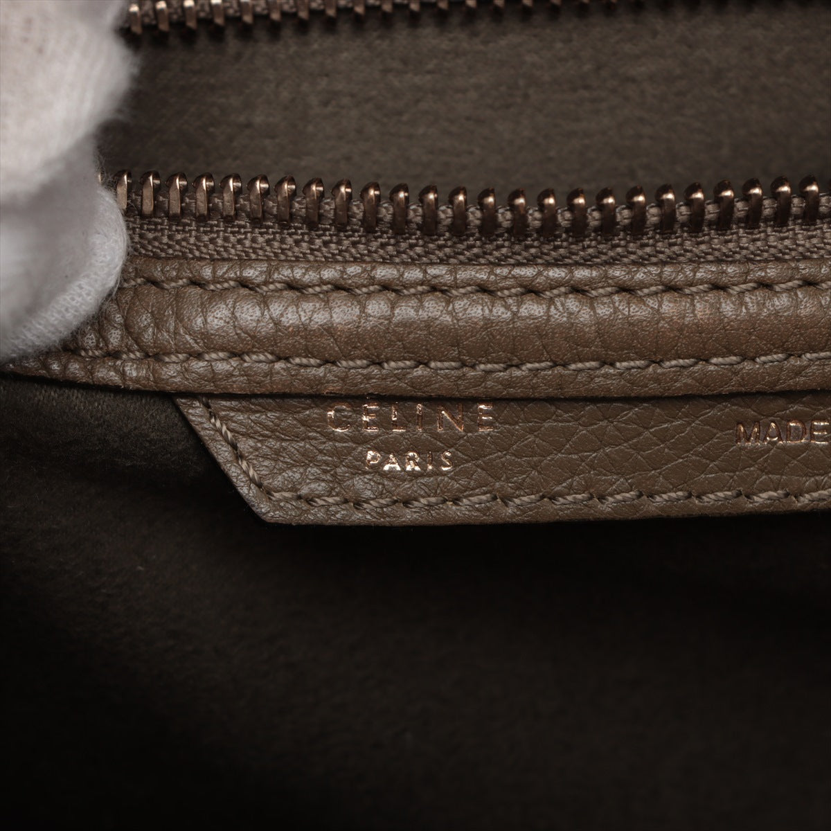 Celine Luggage Micro Shopper Leather Handbag Khaki #2323