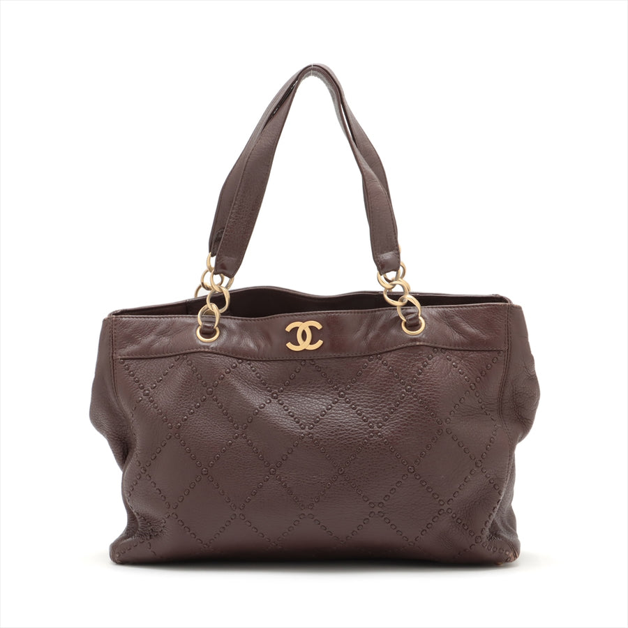 Chanel Ultra Stitch Leather Chain Tote Bag Brown Gold Metal Fittings 8493001 #2425