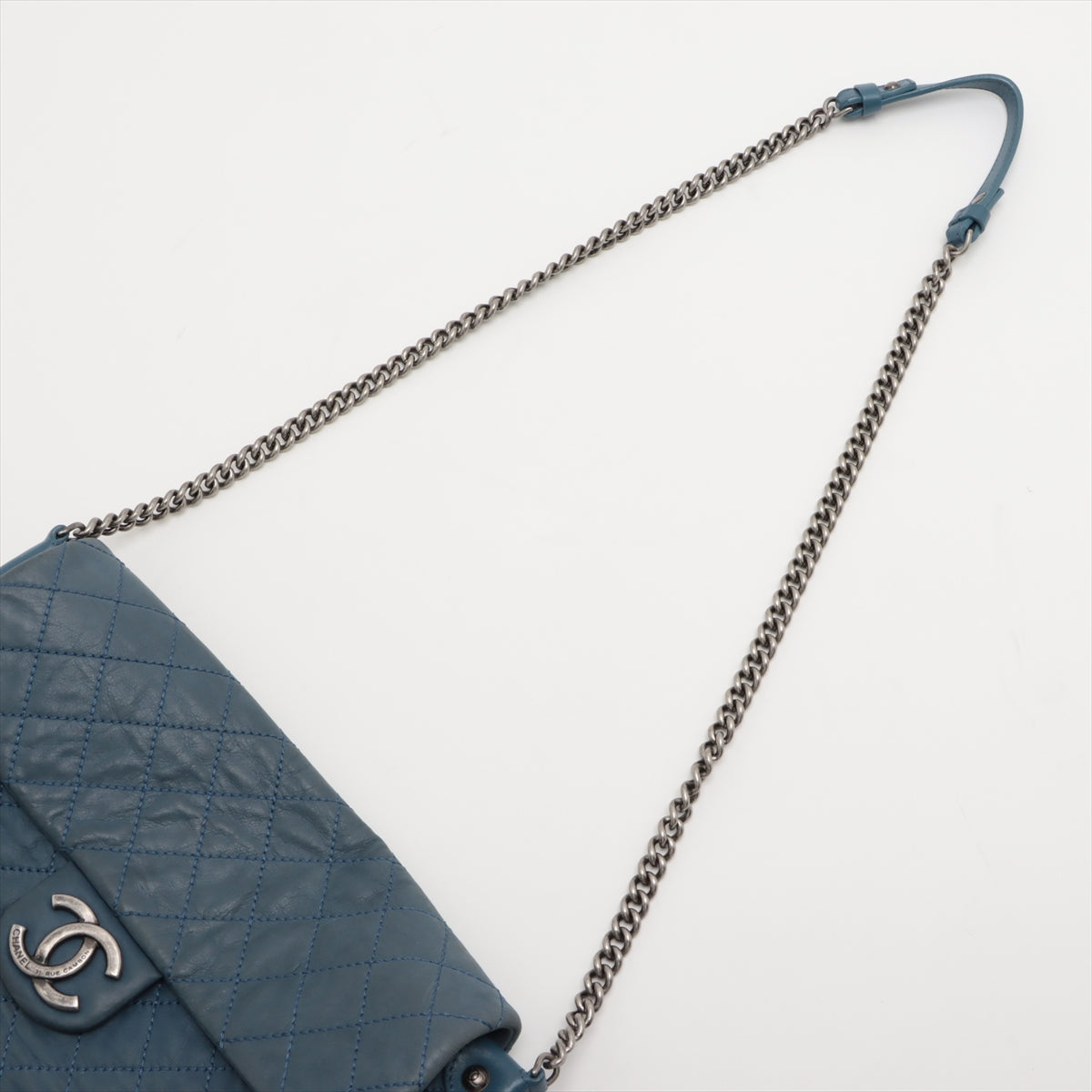 Chanel Wild Stitch Calfskin Chain Shoulder Bag Blue Gunmetal Fittings 16846981 #2428
