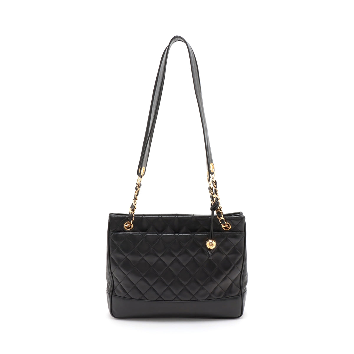 Chanel Matelasse Lambskin Chain Shoulder Bag Black Gold Metal Fittings #2512