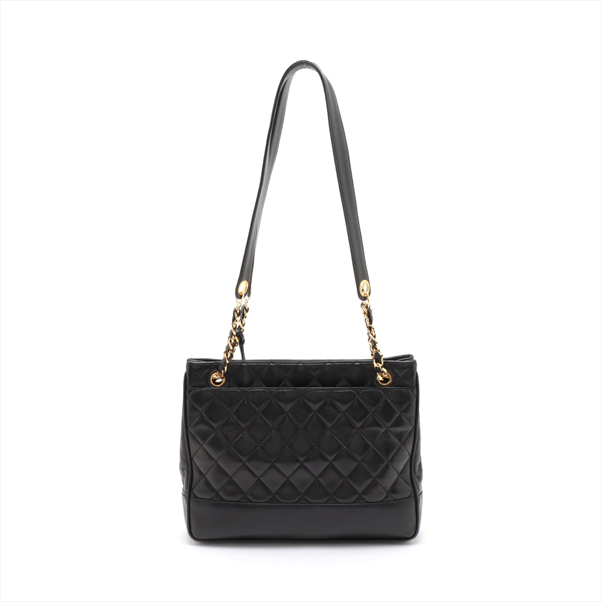 Chanel Matelasse Lambskin Chain Shoulder Bag Black Gold Metal Fittings #2512
