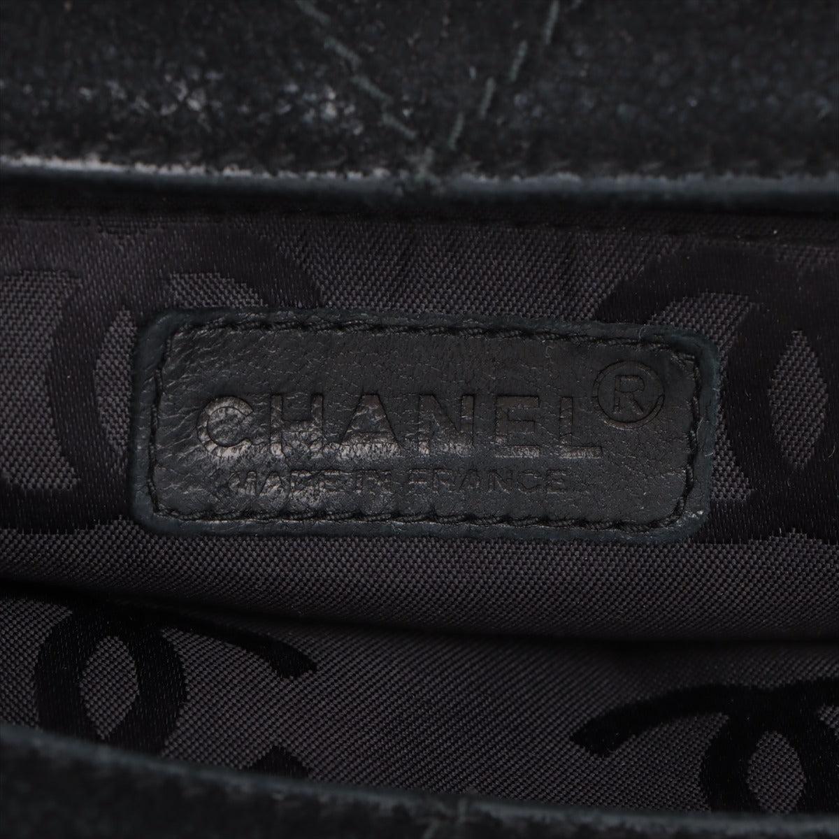 Chanel Black Nubuck Leather Wild Stitch Shoulder Bag Black Gold Metal Fittings 7 Series #2875