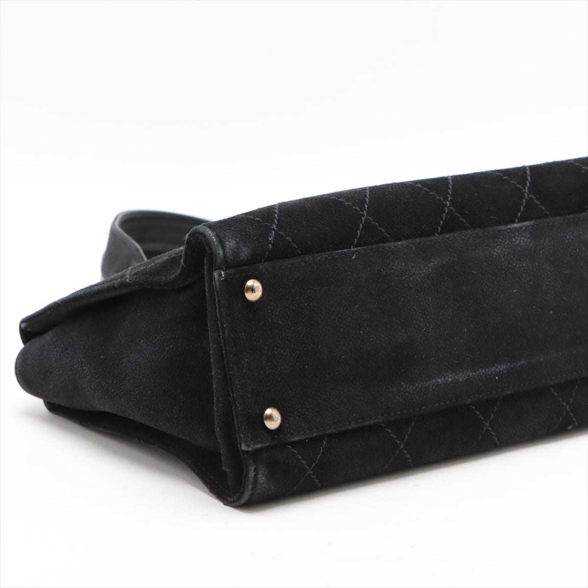 Chanel Black Nubuck Leather Wild Stitch Shoulder Bag Black Gold Metal Fittings 7 Series #2875