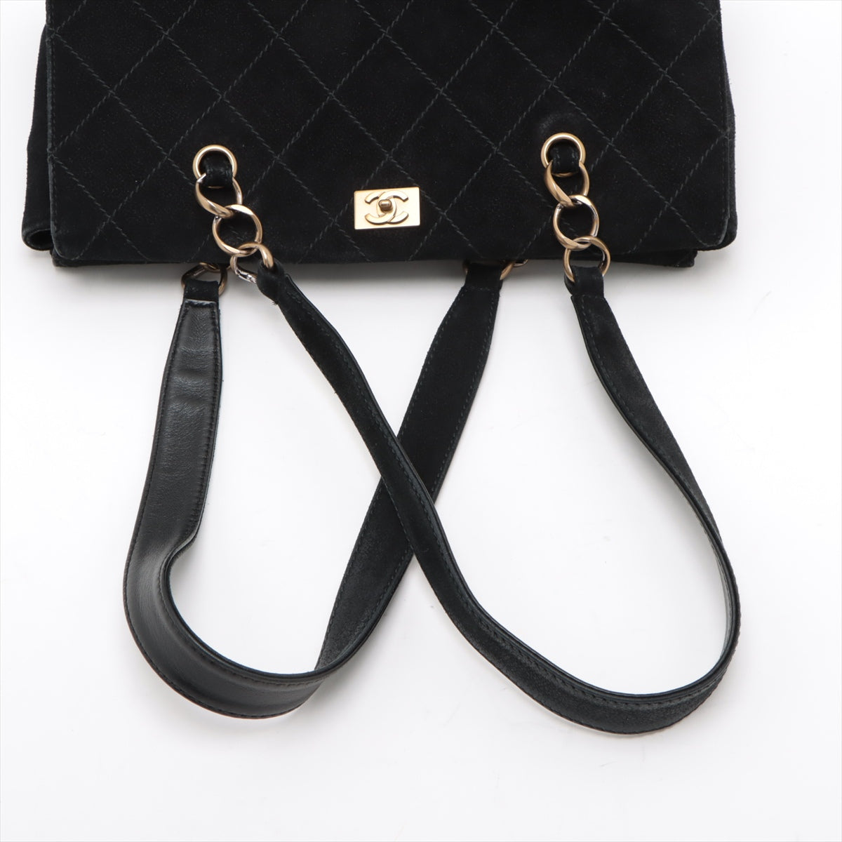 Chanel Black Nubuck Leather Wild Stitch Shoulder Bag Black Gold Metal Fittings 7 Series #2875