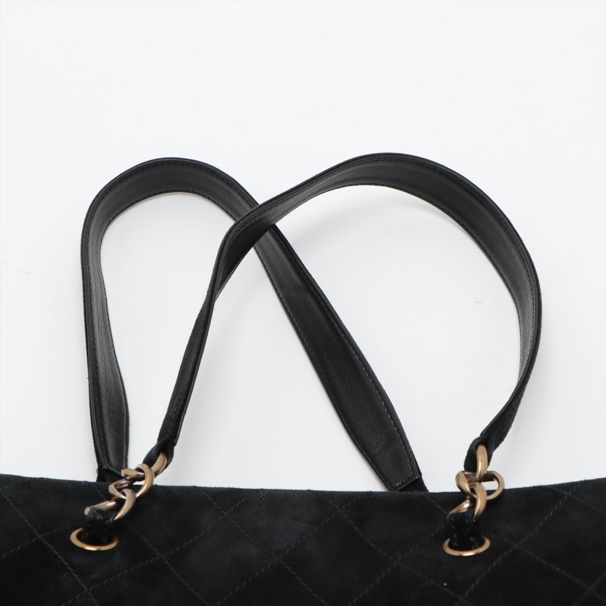 Chanel Black Nubuck Leather Wild Stitch Shoulder Bag Black Gold Metal Fittings 7 Series #2875