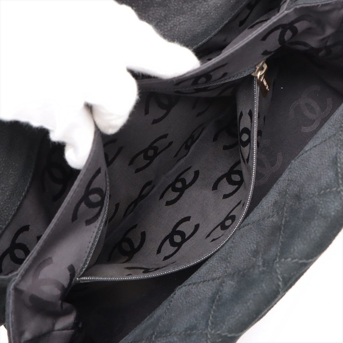 Chanel Black Nubuck Leather Wild Stitch Shoulder Bag Black Gold Metal Fittings 7 Series #2875