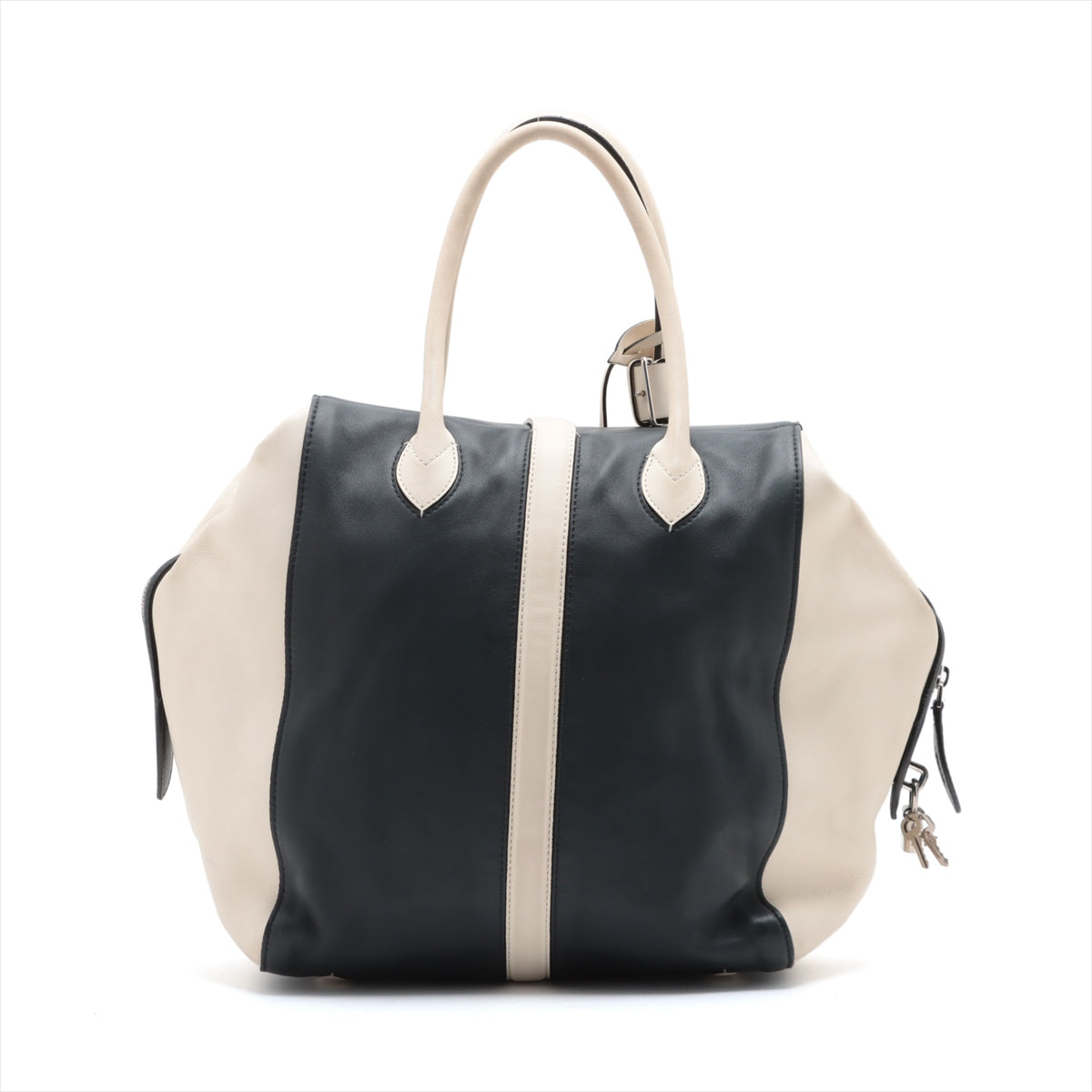 Louis Vuitton Limited Edition White/Navy Blue Leather Speedy North-South Bag #2342