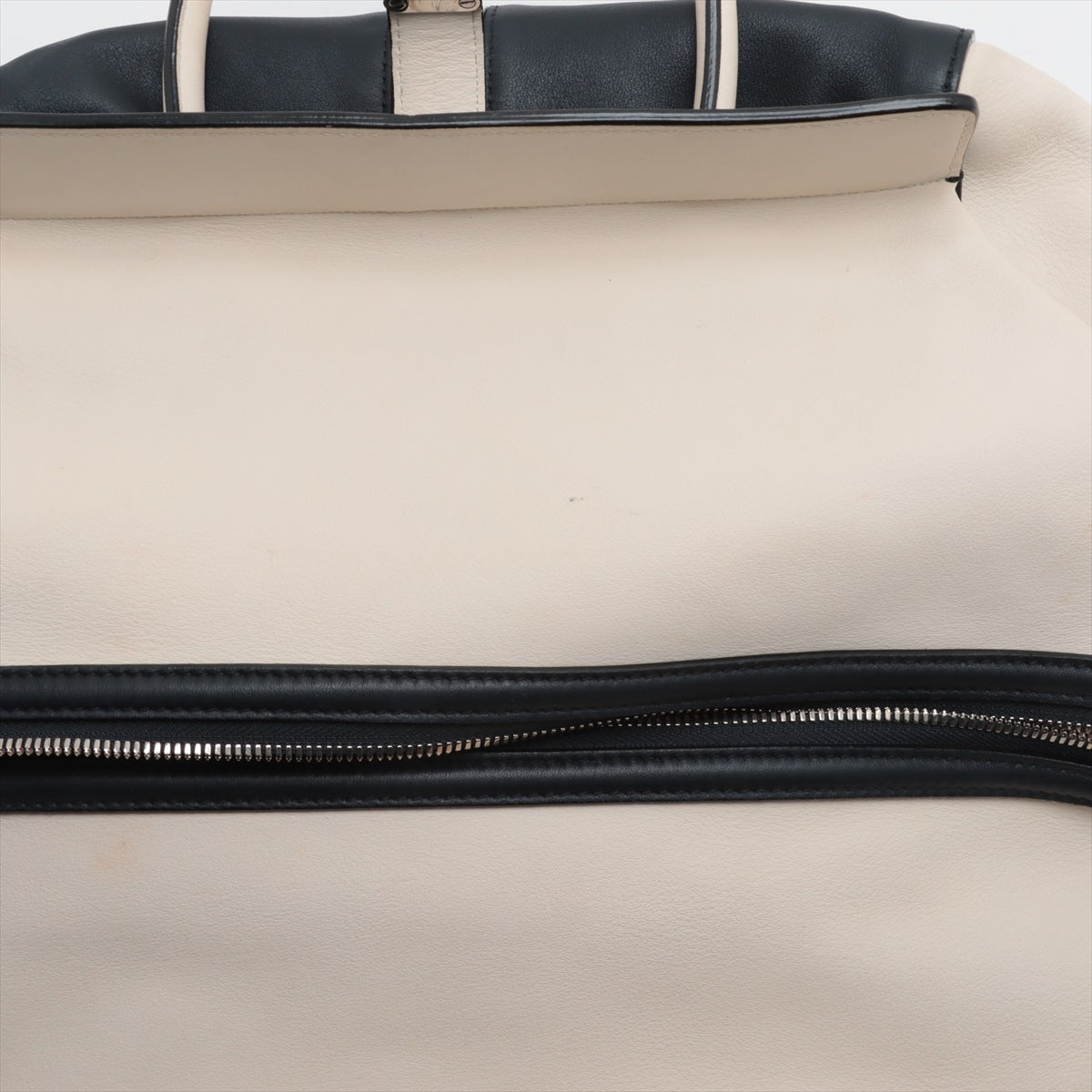 Louis Vuitton Limited Edition White/Navy Blue Leather Speedy North-South Bag #2342