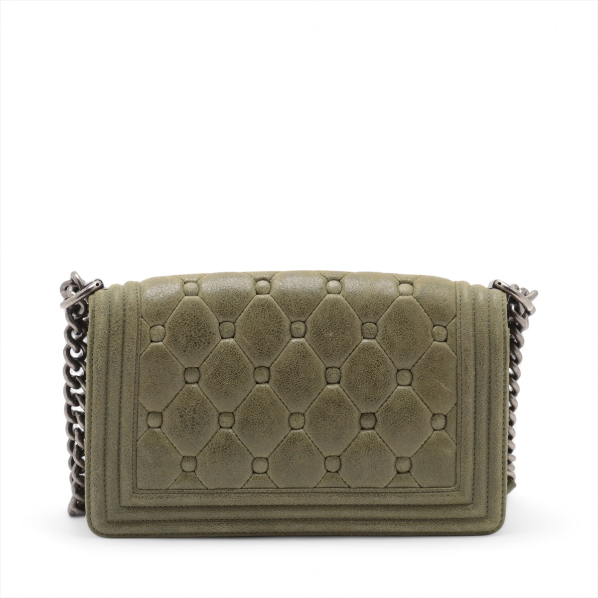 Chanel Celtic Boy 25 Flap Chesterfield Green Gunmetal Shoulder Bag #3745