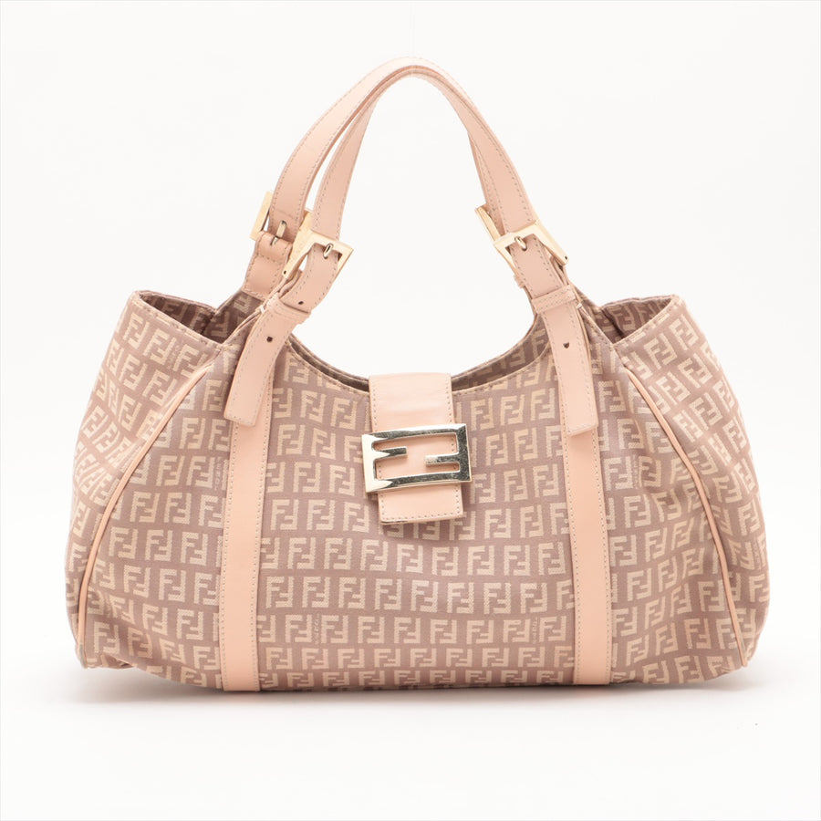 Fendi Zucchino Canvas & Leather Shoulder bag Pink #2156