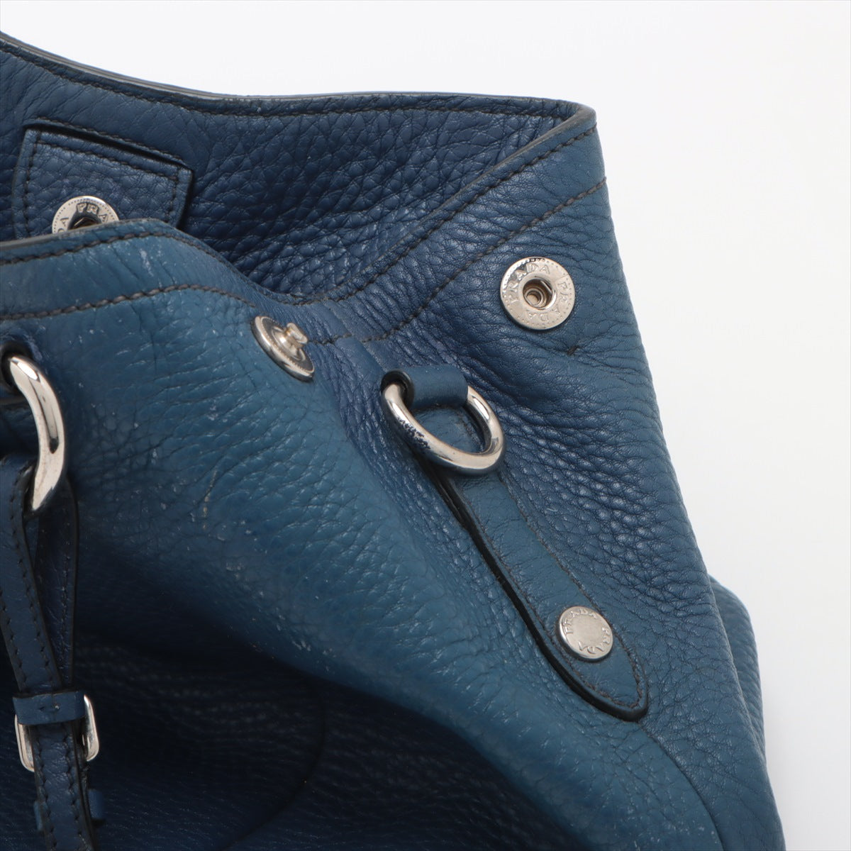 Prada Vitello Daino Leather Bowling Bag Blue #2164