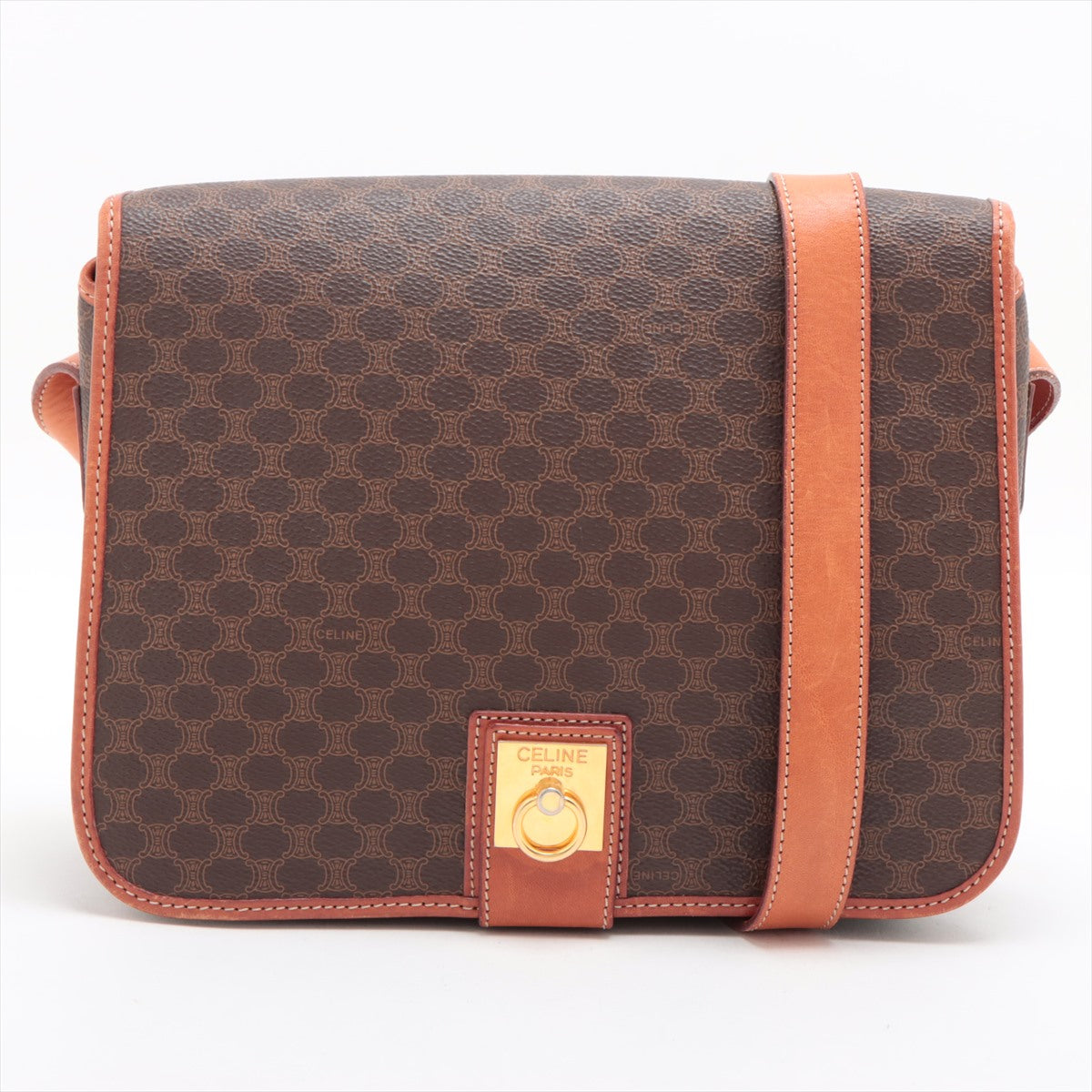 Celine Macadam Brown PVC & leather Crossbody Bag #2157
