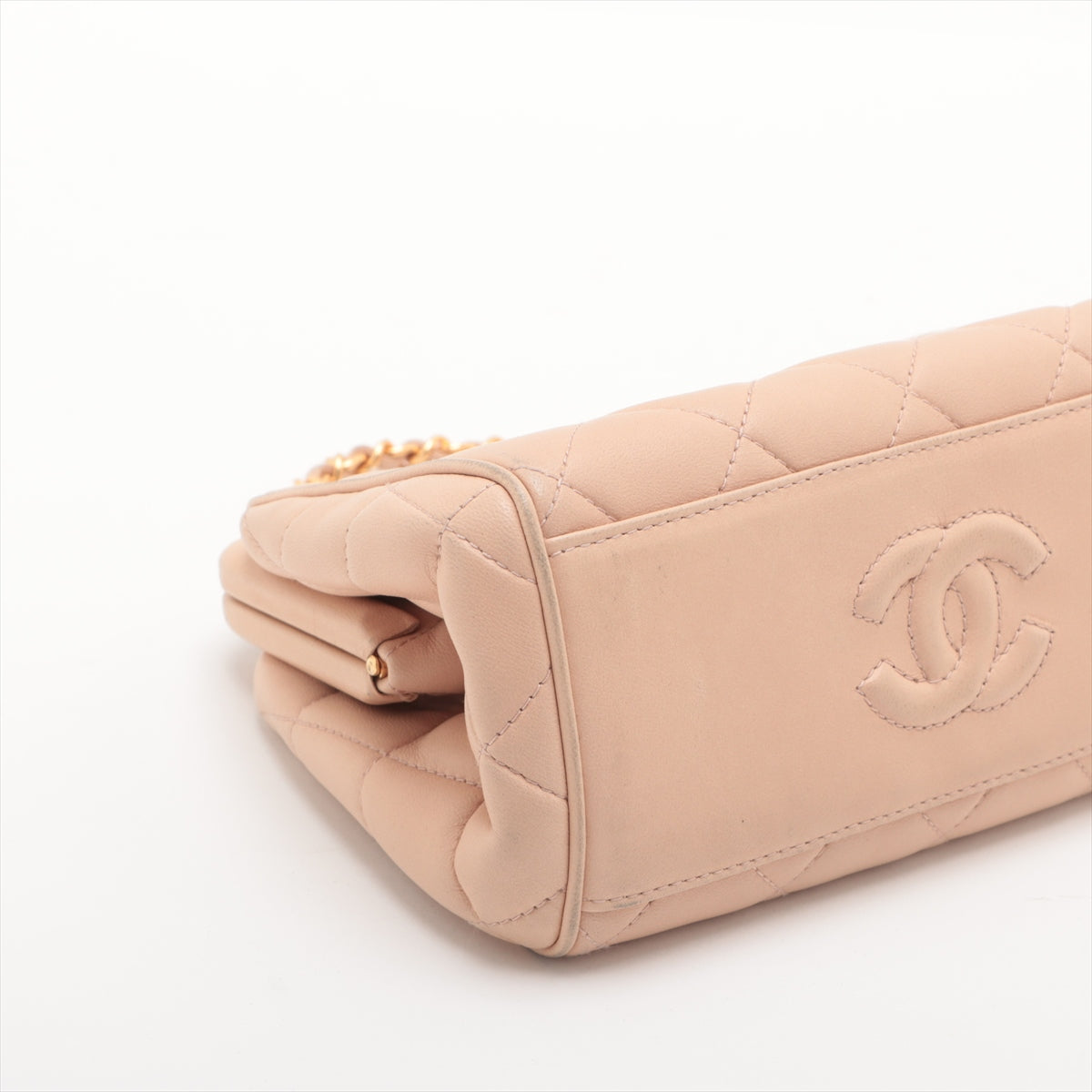 Chanel Matelasse Lamb Skin Gamaguchi Chain Bag Beige Gold Metal Fittings 4232687 #2362