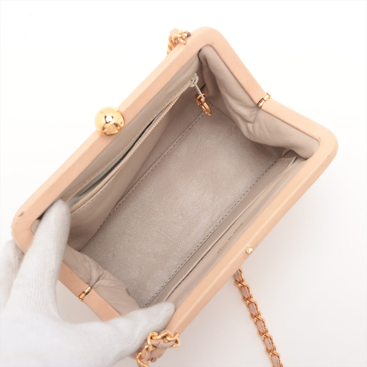 Chanel Matelasse Lamb Skin Gamaguchi Chain Bag Beige Gold Metal Fittings 4232687 #2362