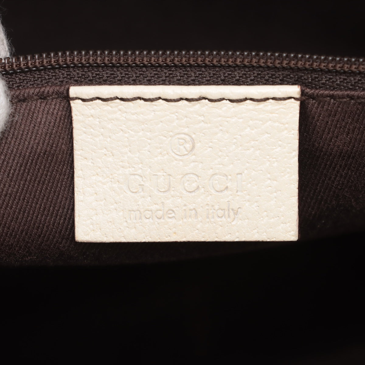 Gucci GG Canvas Brown Shoulder Bag w/ White Leather #2359