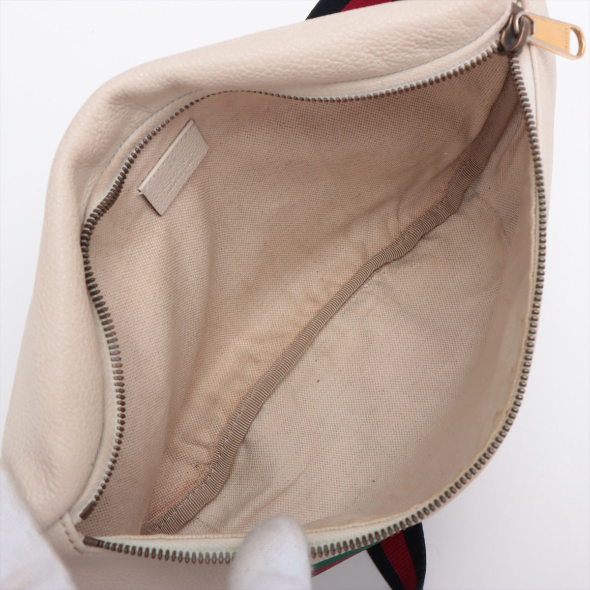 Gucci Logo Print Leather Sling Belt Bag Ivory 493869 #2350