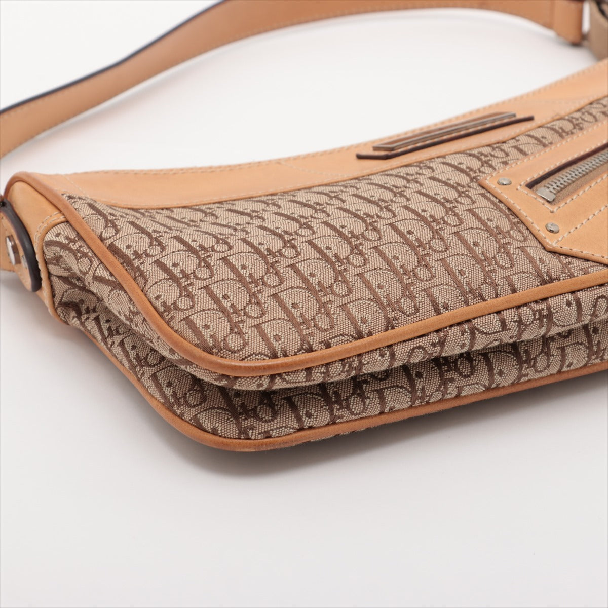 Christian Dior Trotter Street Chic Canvas & Leather Pochette Shoulder Bag Beige #2358