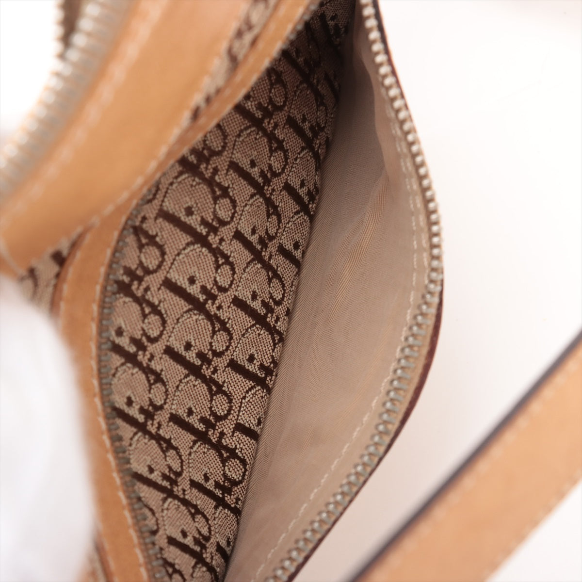 Christian Dior Trotter Street Chic Canvas & Leather Pochette Shoulder Bag Beige #2358