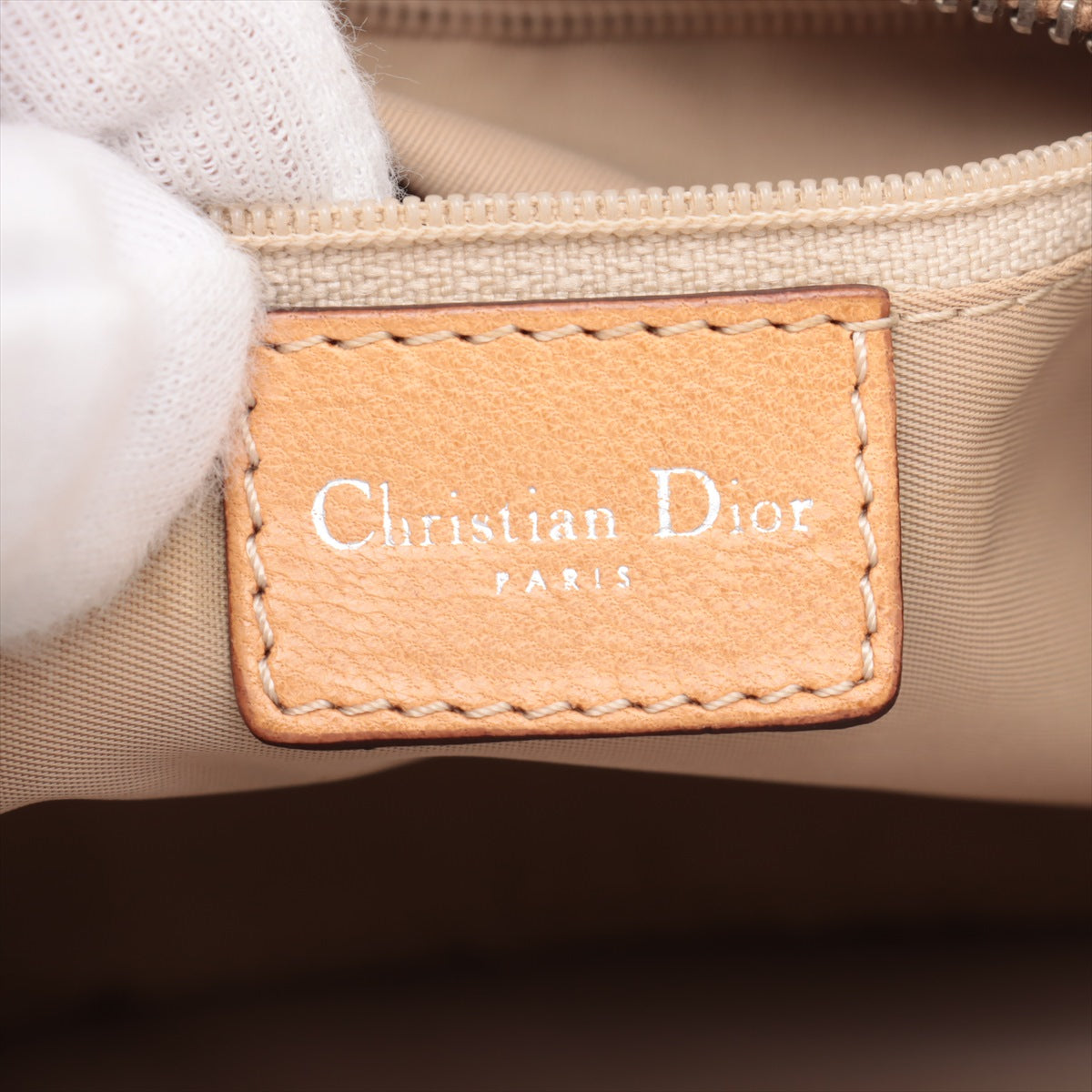 Christian Dior Trotter Street Chic Canvas & Leather Pochette Shoulder Bag Beige #2358