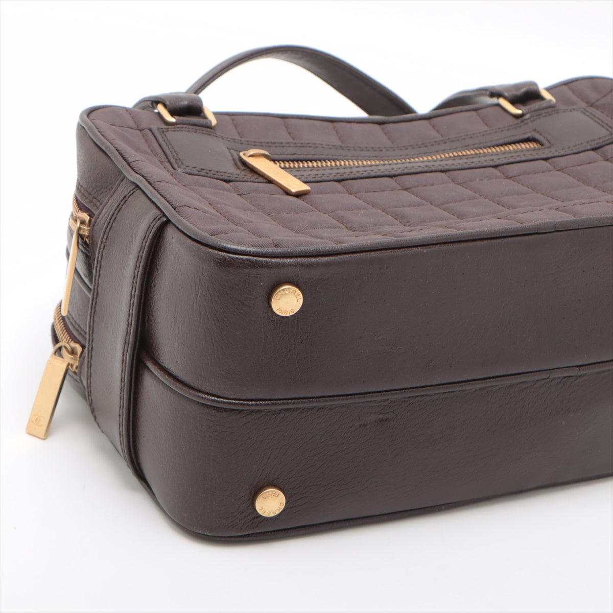 Chanel Chocolate Bar Canvas & Leather Shoulder bag Brown Gold Metal Fittings 7056382 #2430