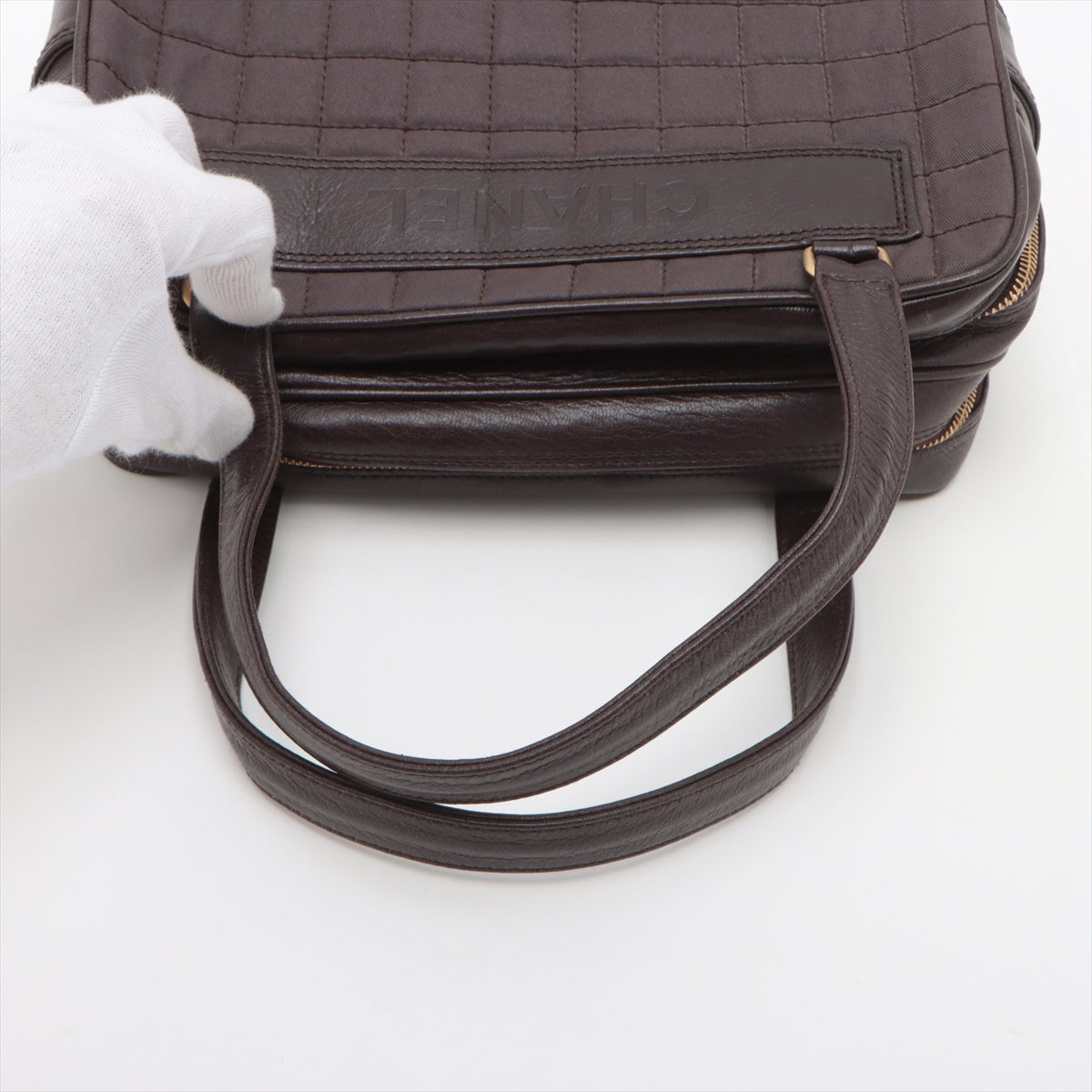 Chanel Chocolate Bar Canvas & Leather Shoulder bag Brown Gold Metal Fittings 7056382 #2430