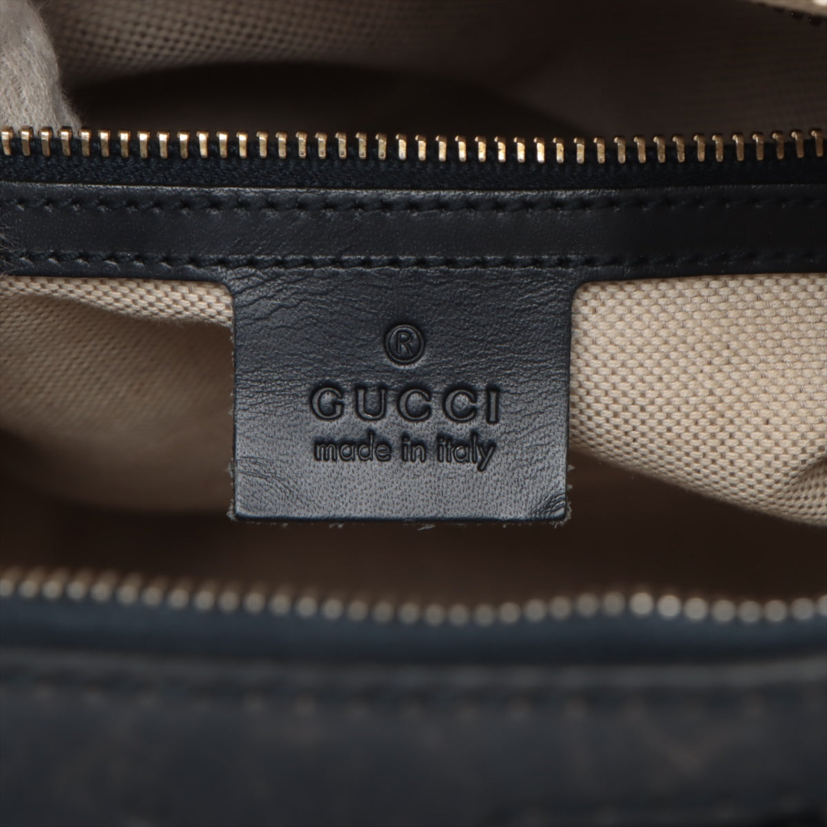 Gucci GG Canvas Canvas & Leather Handbag Navy Blue 247205 #2440