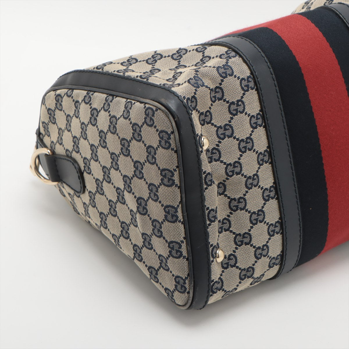 Gucci GG Canvas Canvas & Leather Handbag Navy Blue 247205 #2440
