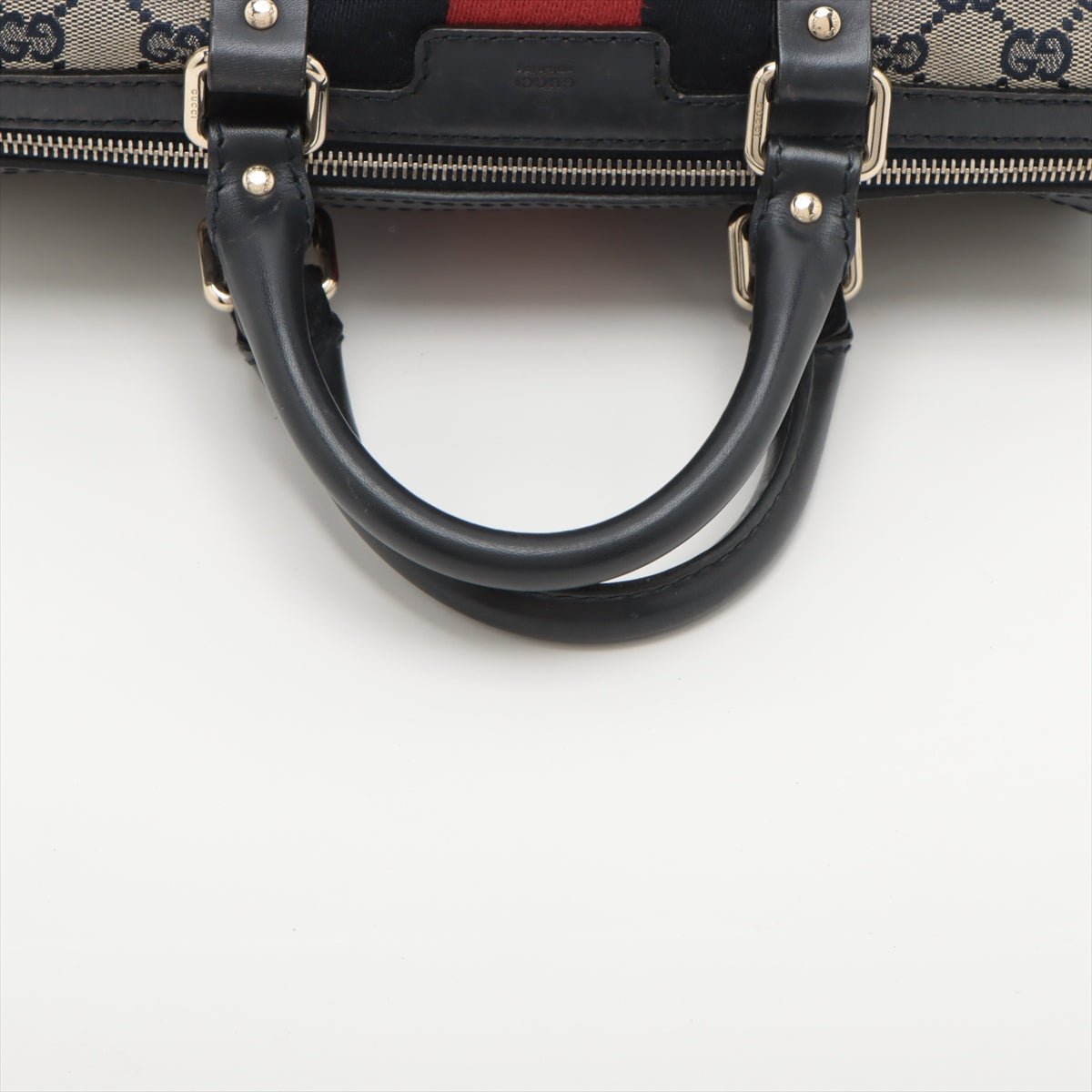 Gucci GG Canvas Canvas & Leather Handbag Navy Blue 247205 #2440