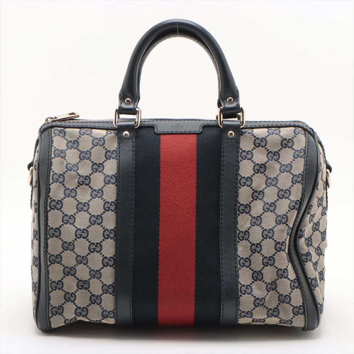 Gucci GG Canvas Canvas & Leather Handbag Navy Blue 247205 #2440