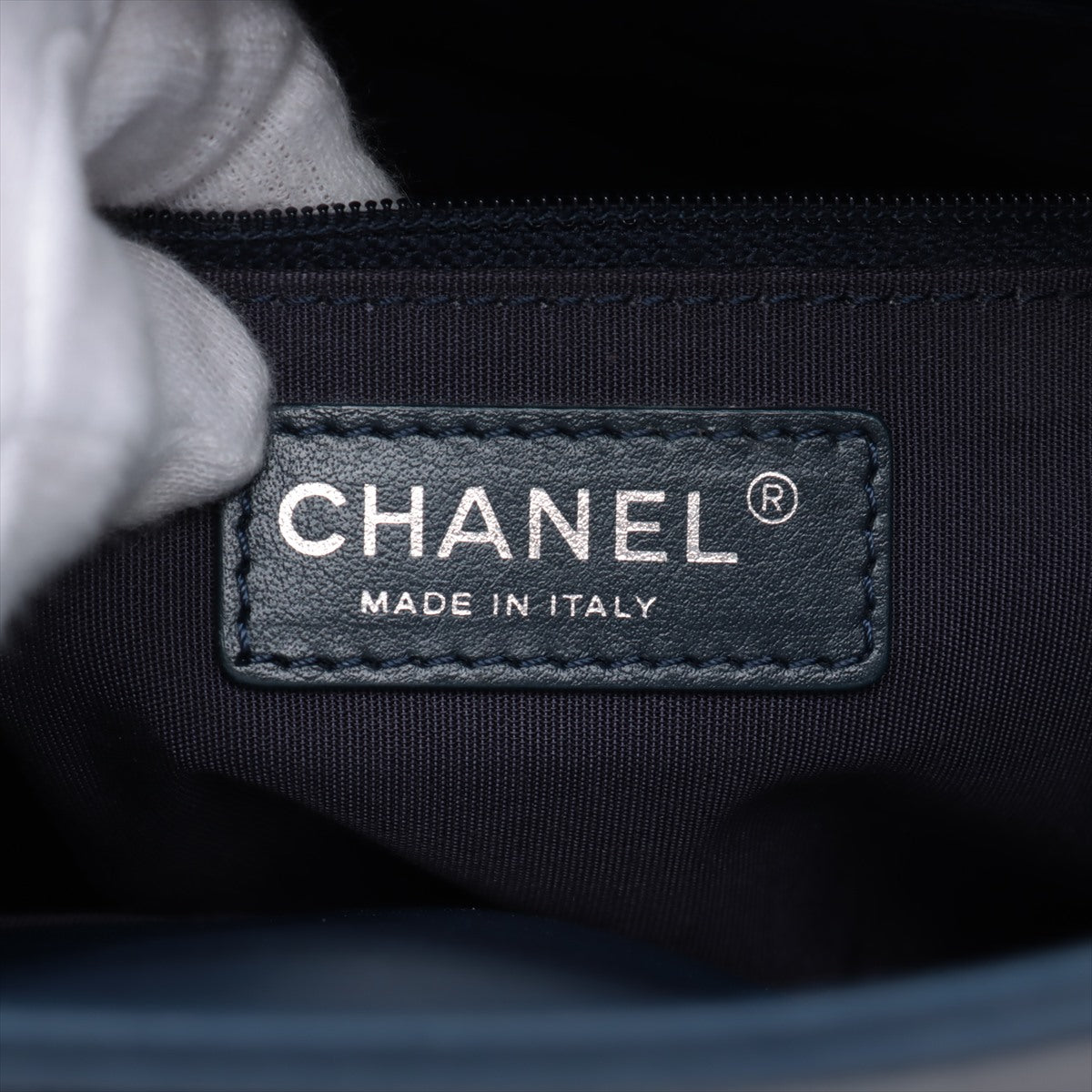 Chanel Coco Mark Lambskin Chain Tote Bag Matelasse Blue Gunmetal Fittings 23309313 -#2435