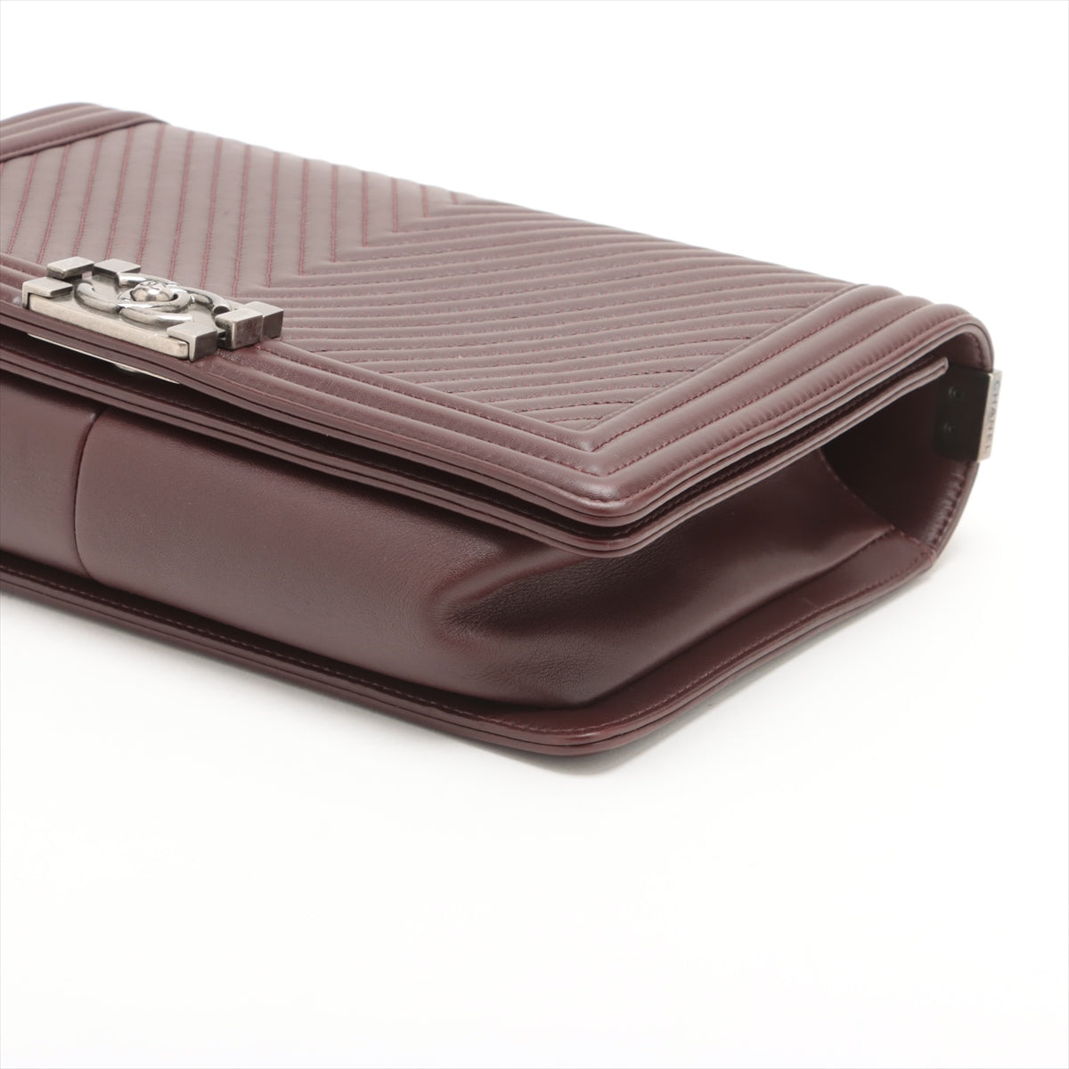 Chanel Boy 28 Large Lambskin Chain Shoulder Bag Chevron Brown Gunmetal Fittings 20013576 A92193 #2433