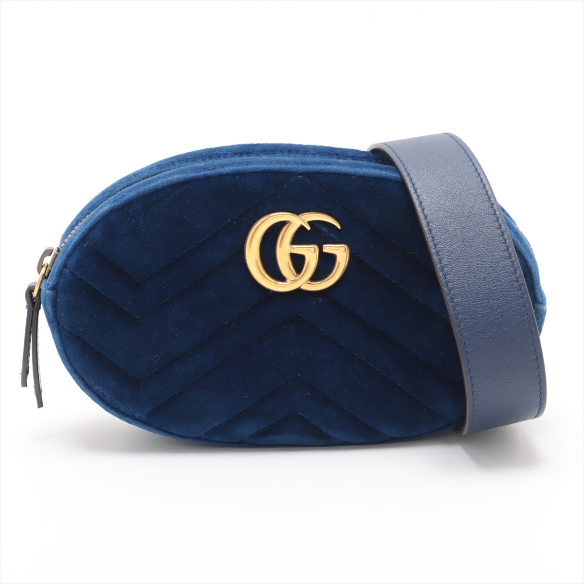 Gucci GG Marmont Velvet & Leather Waist Bag Blue 476434 #2614