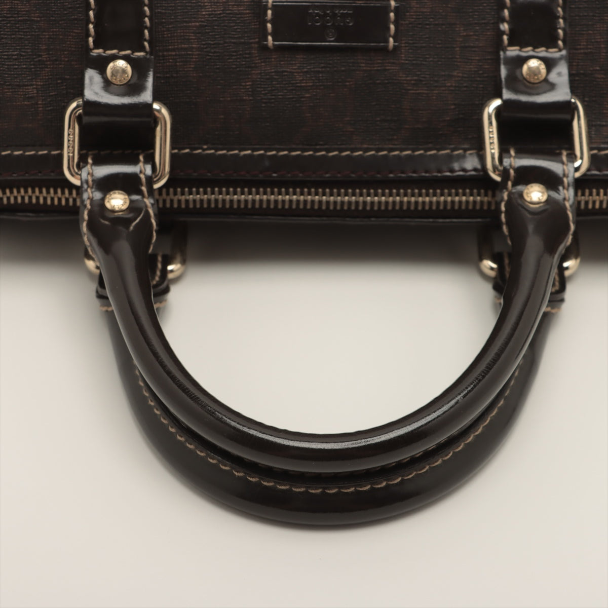 Gucci GG Supreme PVC & leather Mini Boston Bag Brown 193604 #2606