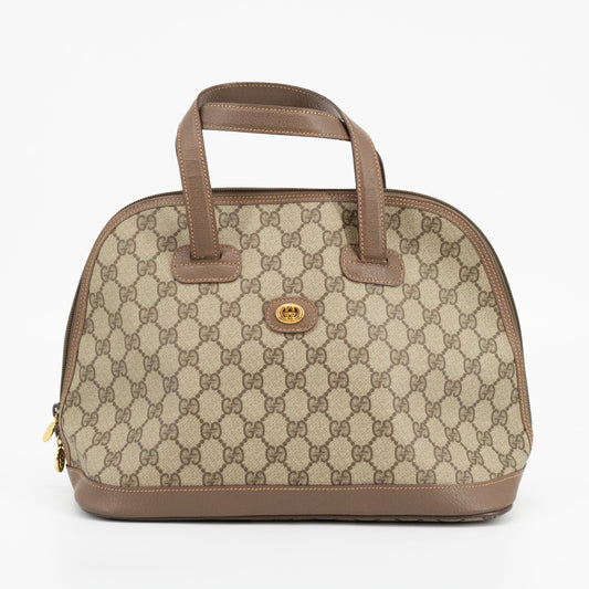 Gucci GG Canvas Brown Dome Half Moon Handbag