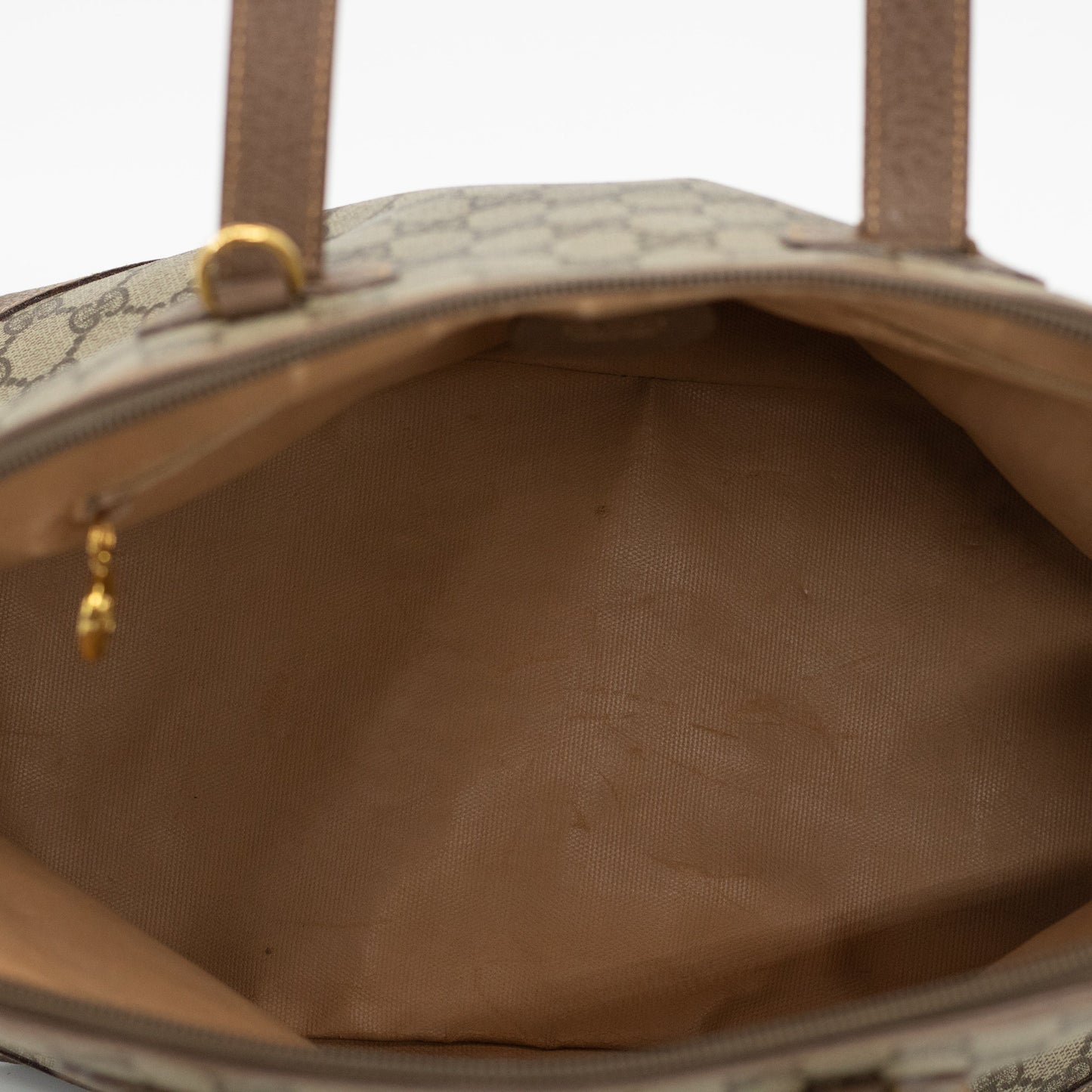 Gucci GG Canvas Brown Dome Half Moon Handbag