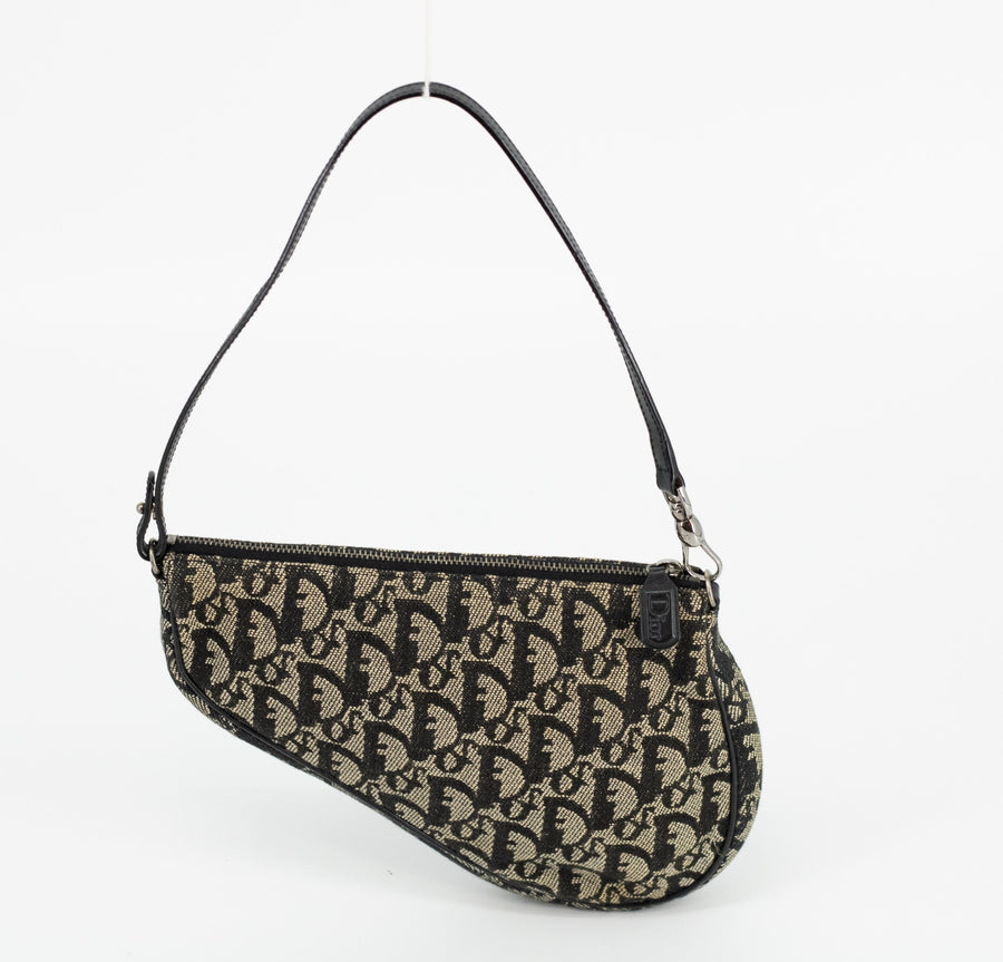 Christian Dior Navy Canvas Trotter Saddle Pochette #1609