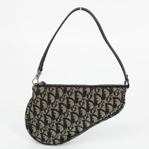 Christian Dior Navy Canvas Trotter Saddle Pochette #1609