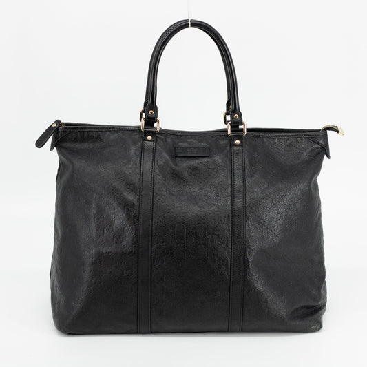 Gucci GG Leather Black Sima Tote Bag