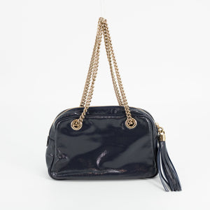 Gucci Navy Patent Leather Soho Chain Shoulder Bag