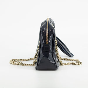 Gucci Navy Patent Leather Soho Chain Shoulder Bag