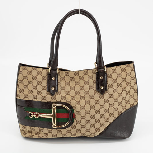 Gucci GG Canvas Sherry Line Horsebit Tote Bag #1807