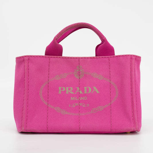 Prada Pink 2-Way Canapa Logo Small Tote #1835