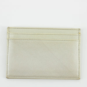 Chanel Silver Coco Mark Caviar Skin Leather Card Case #1870
