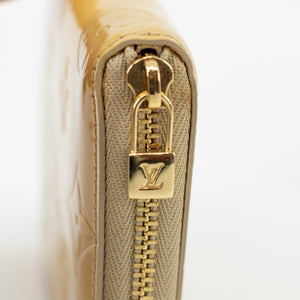 Louis Vuitton Yellow Monogram Vernis Bloom Round Zipper Compact Wallet #1872