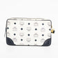 MCM Ivory x Navy Monogram Visetos Pattern Leather Clutch Bag #1880