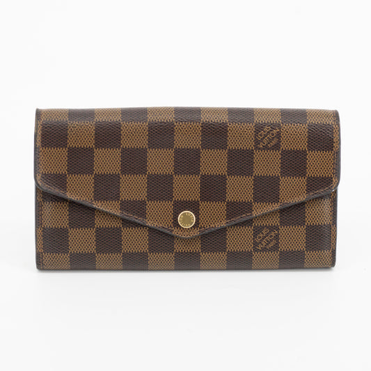 Louis Vuitton Damier Ebene Portefeuille Sarah Long Wallet #1903