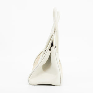 Prada Beige/White Saffiano Cuir-Trimmed Canapa Tote #1920