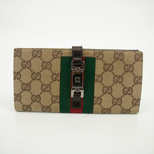 Gucci Brown Sherry Line Jackie GG Canvas Long Wallet  #1953